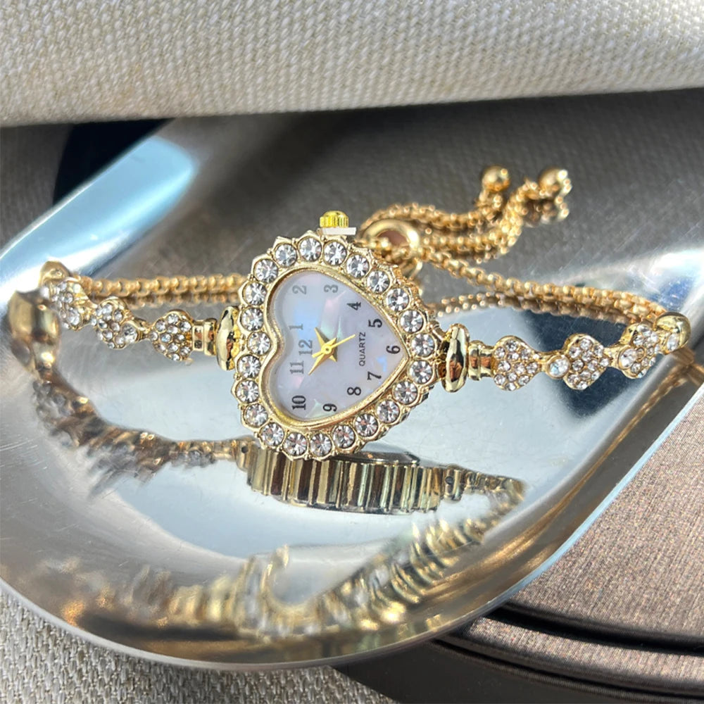 ♡ Heart-Shaped Rhinestone Watch