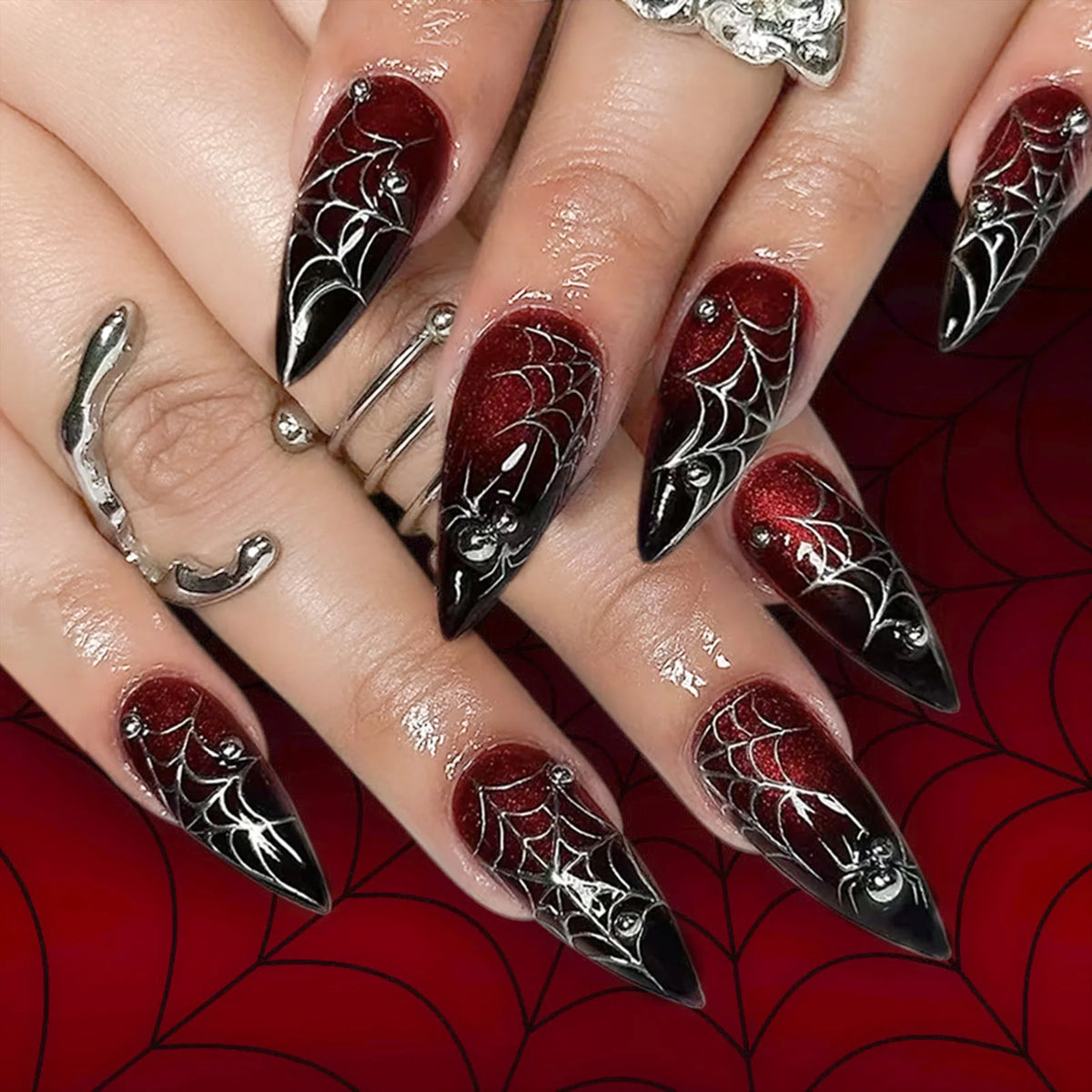 ♡ Glitter & Gothic Press-On Nails · 24 Pieces