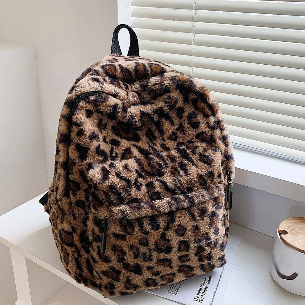 🐆 Leopard Plush Backpack