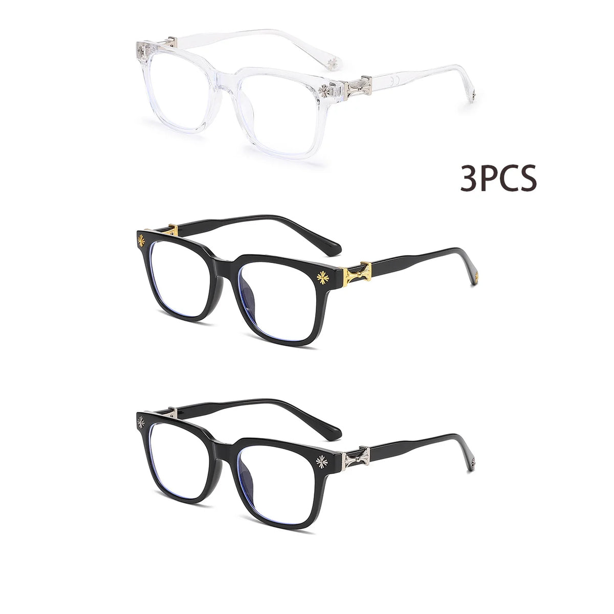 ✧ Three-Piece Square-Frame Glasses Set