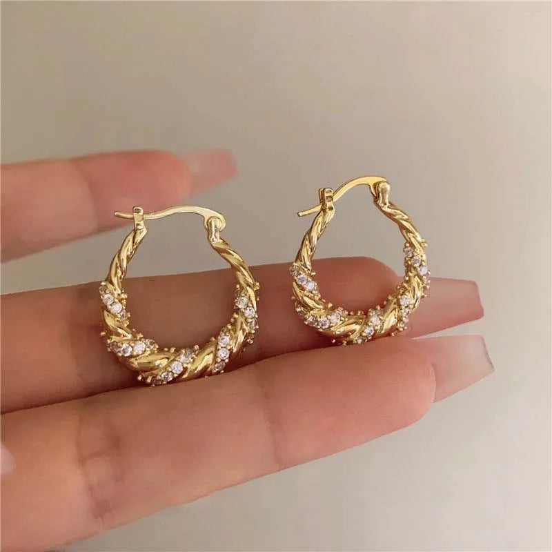 ⟡ Twisted Zircon Hoop Earrings