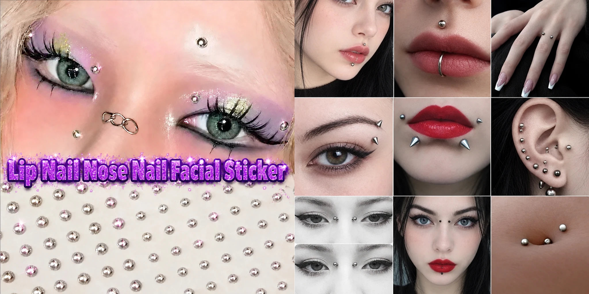 Faux piercing sticker sheet with application examples