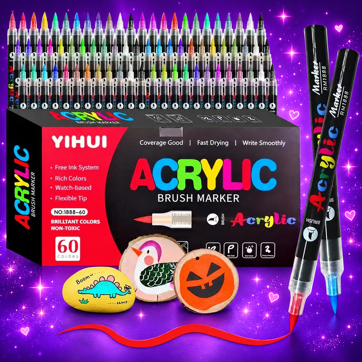 Marker set on a violet galaxy background