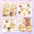 Vanilla body glaze original product, ingredient and fragrance images in a pink lavender cover
