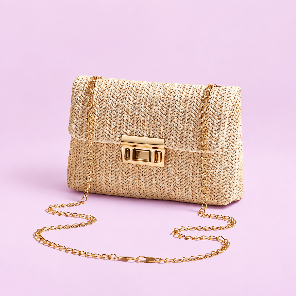 ♡ Woven Chain-Strap Shoulder Bag