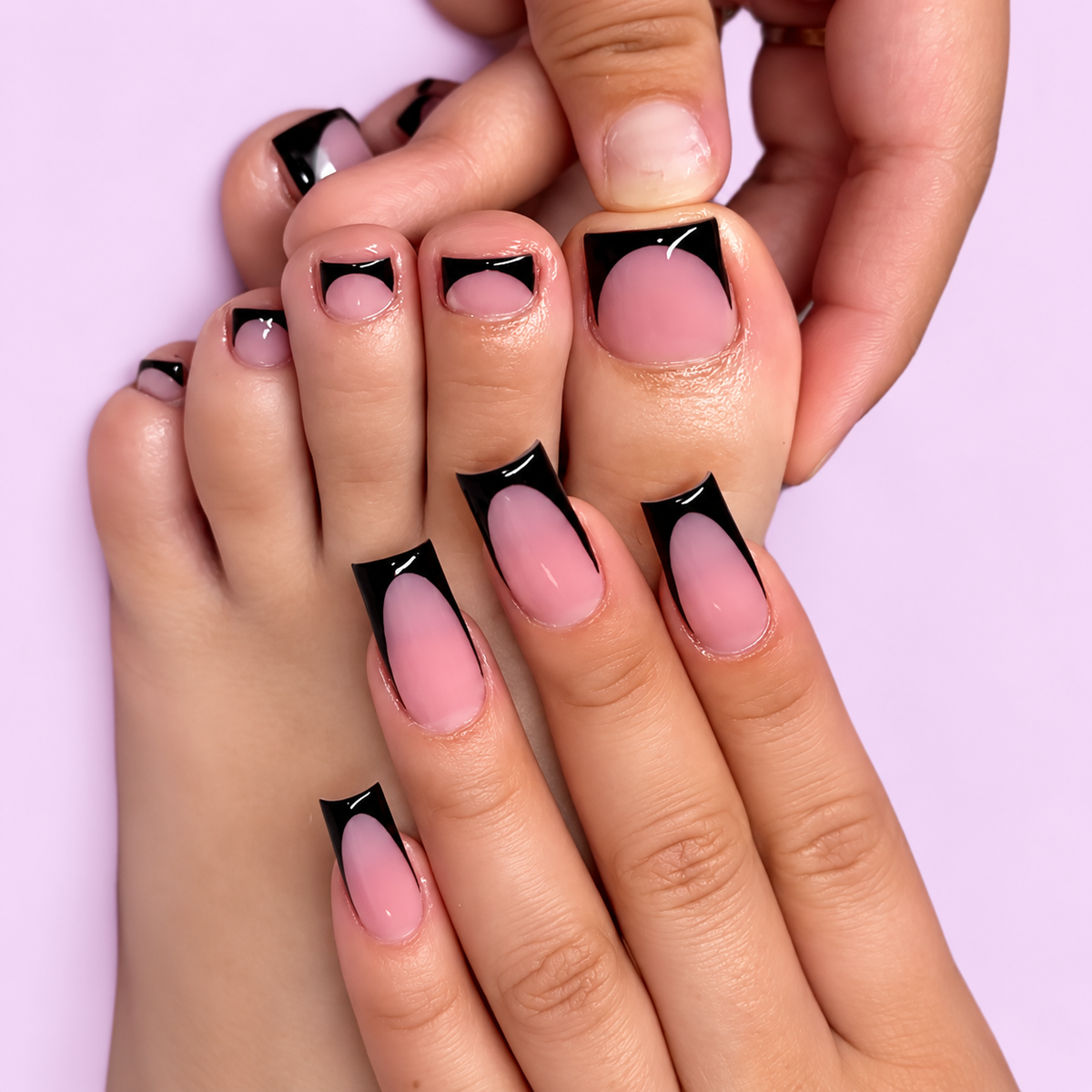 ♡ French-Style Finger & Toe Press-On Nails · 48 Pieces