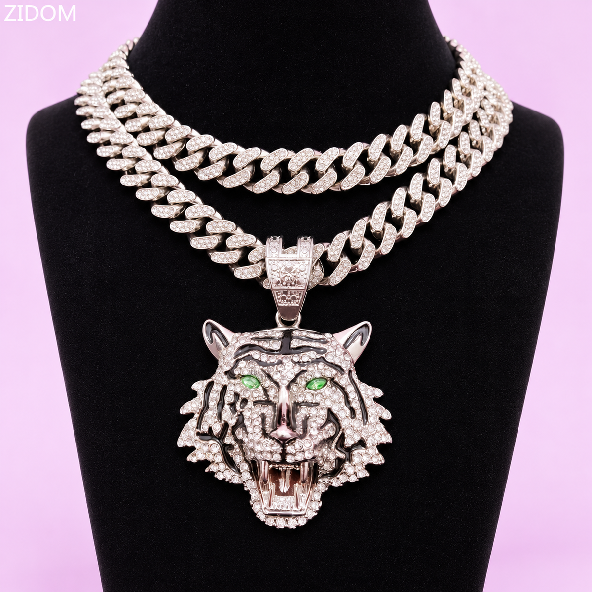 ☆ Rhinestone Tiger Pendant & Chain Options