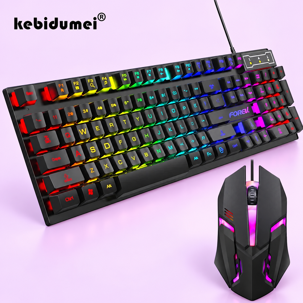 ⚡ Backlit USB Gaming Keyboard & Mouse
