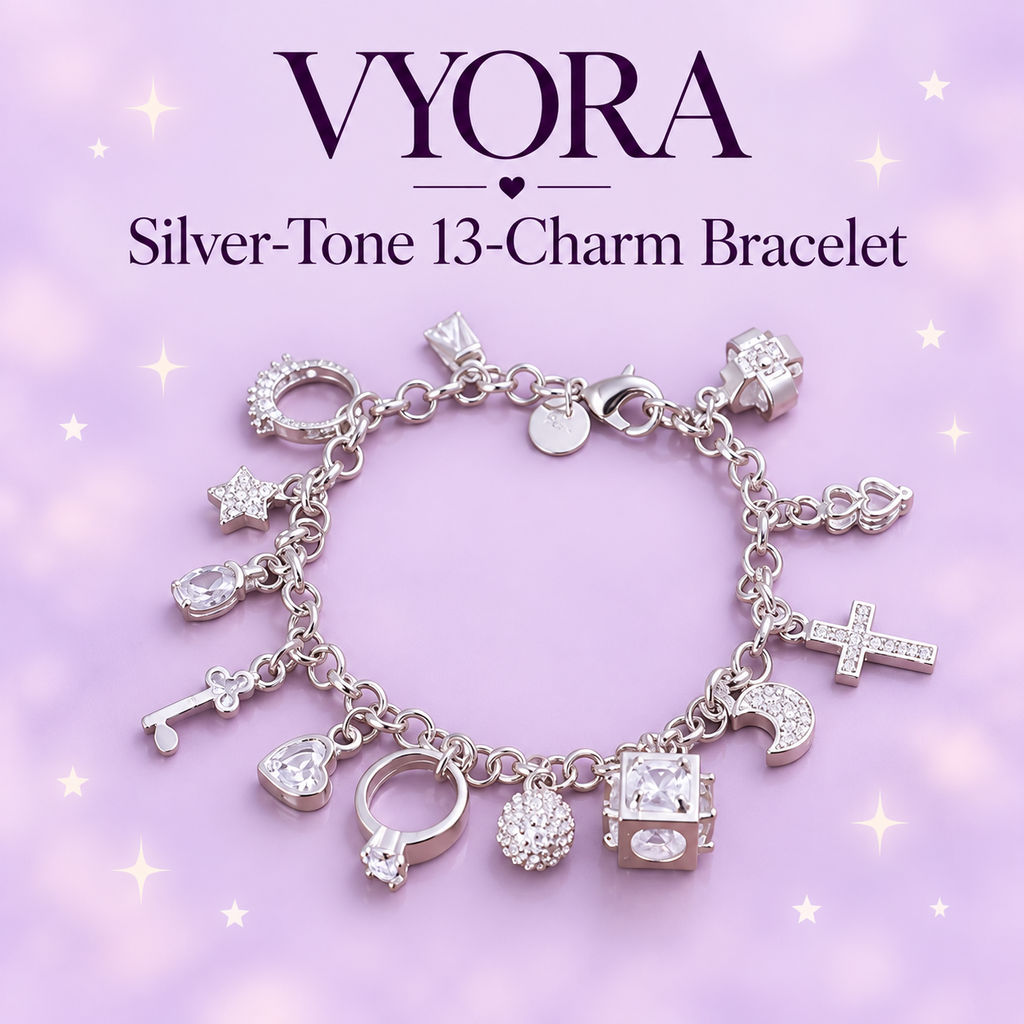VYORA Silver-Tone 13-Charm Bracelet